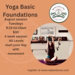 Yoga Basic Foundations in motion August Tuesdays 9:15 am