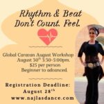 August 30th 3:30-5pm Bellydance Workshop Rhythm & Beats $25 per person